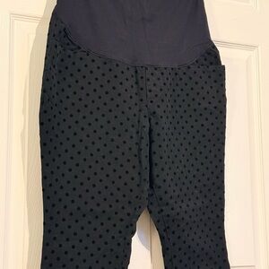 Old Navy Maternity Black Polka Dot Cropped Pants